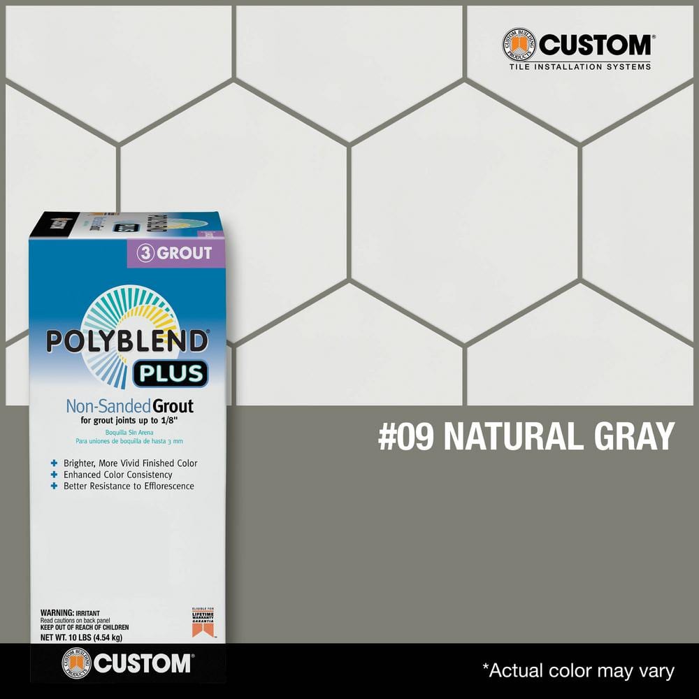 Custom Building Products Polyblend Plus #09 Natural Gray 10 lb. Unsanded Grout