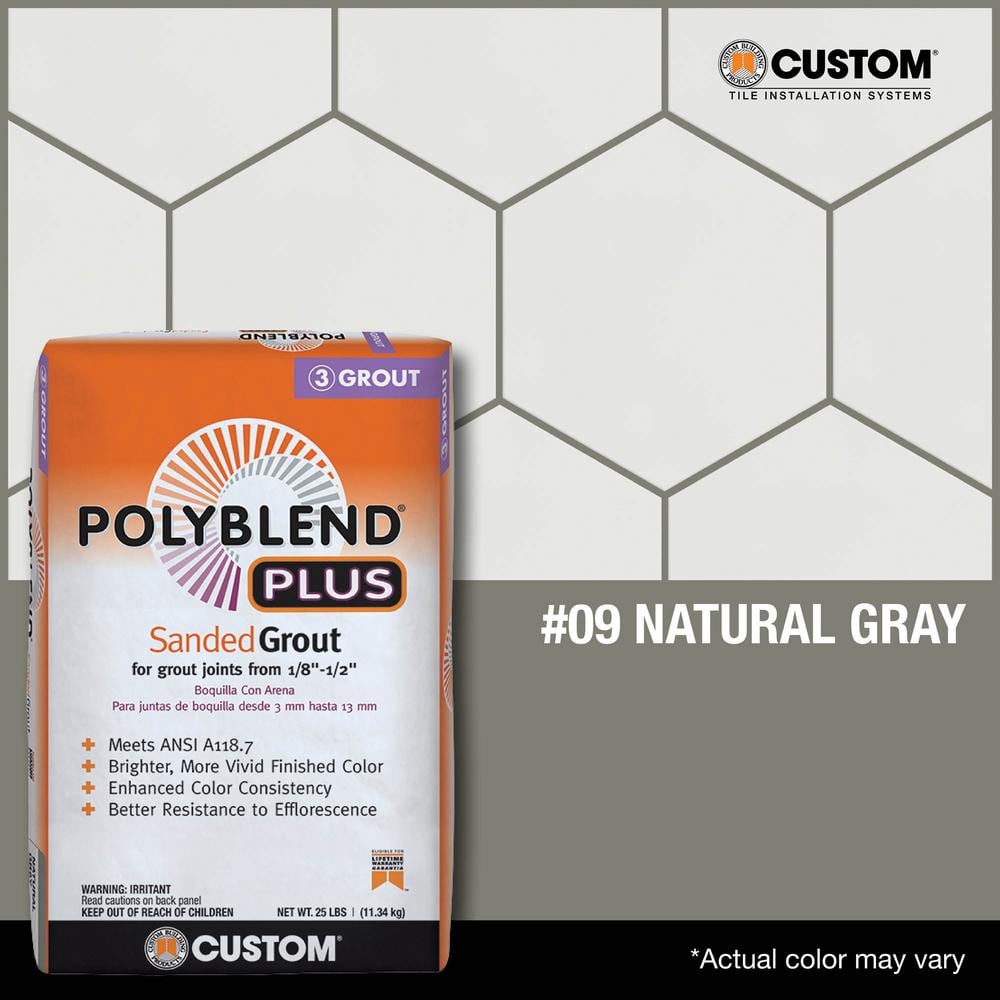 Custom Building Products Polyblend Plus #09 Natural Gray 25 lb. Sanded Grout