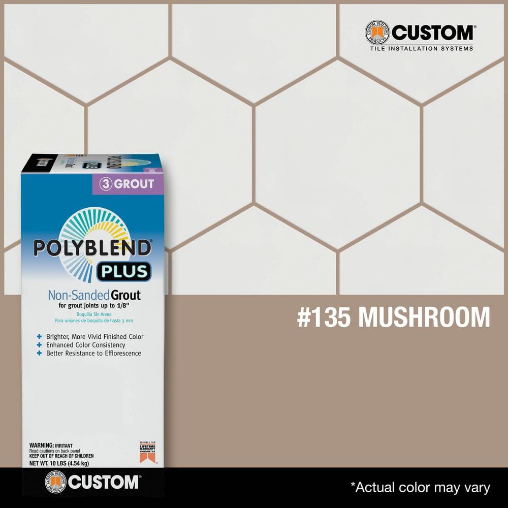 Custom Building Products Polyblend Plus #135 Mushroom 10 lb. Unsanded Grout