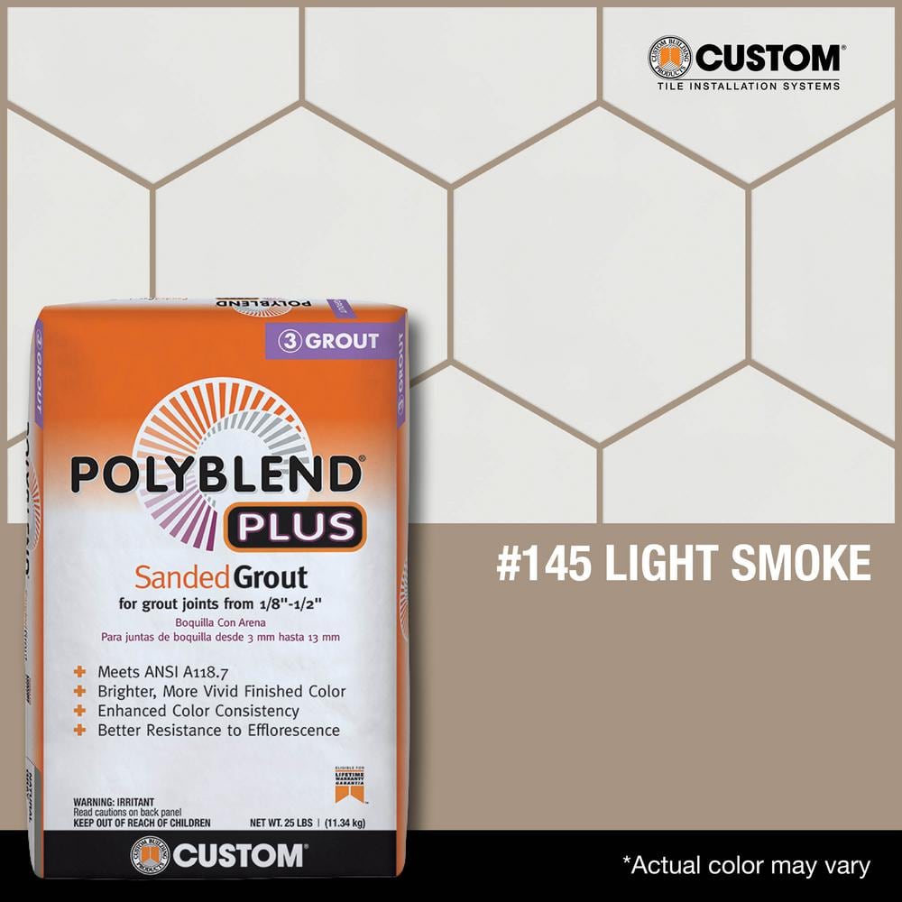 Custom Building Products Polyblend Plus #145 Light Smoke 25 lb. Sanded Grout