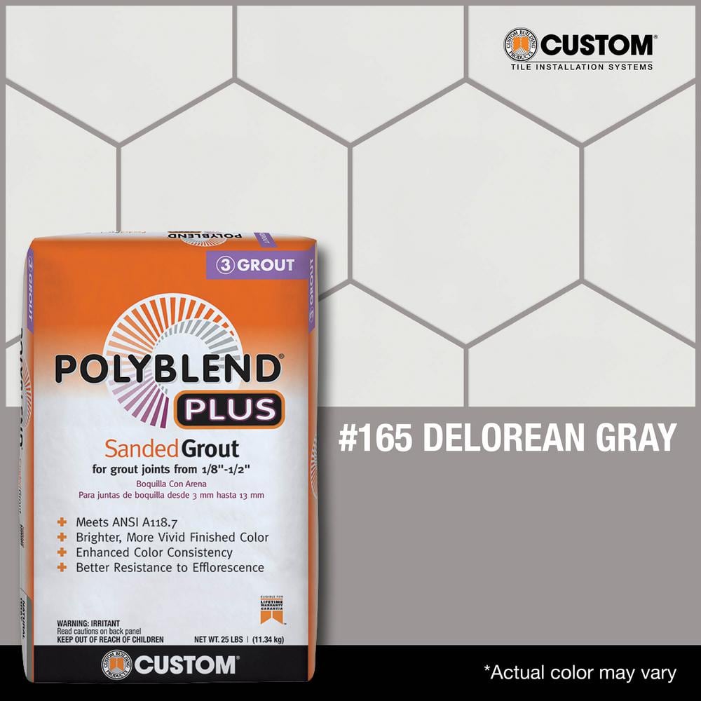 Custom Building Products Polyblend Plus #165 Delorean Gray 25 lb. Sanded Grout