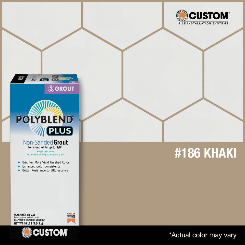 Custom Building Products Polyblend Plus #186 Khaki 10 lb. Unsanded Grout