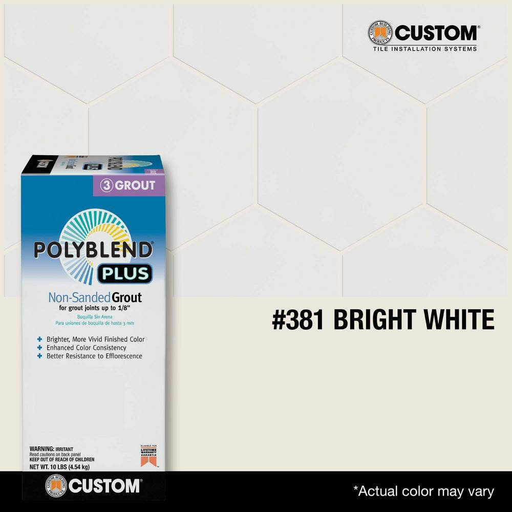 Custom Building Products Polyblend Plus #381 Bright White 10 lb. Unsanded Grout