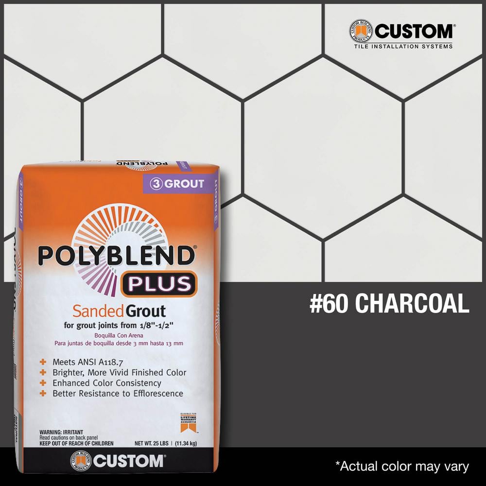 Custom Building Products Polyblend Plus #60 Charcoal 25 lb. Sanded Grout