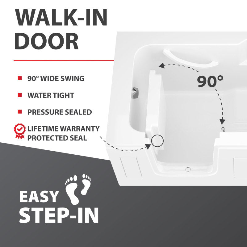 Step In 59.6 in. Walk-In Whirlpool Bathtub in White with 1.28 GPF Single Flush Toilet