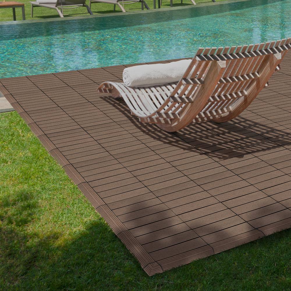 CREATIVE SURFACES 3 in. x 3 in. Composite Deck Tile Corner Trim in Cypress (4-Pieces Per Box)