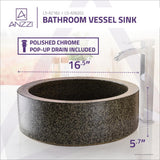 Black Iro Vessel Sink in Speckled Stone - Super Arbor