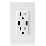 15 Amp Decora Combination Tamper Resistant Duplex Outlet and USB Charger, White (3-Pack) - Super Arbor