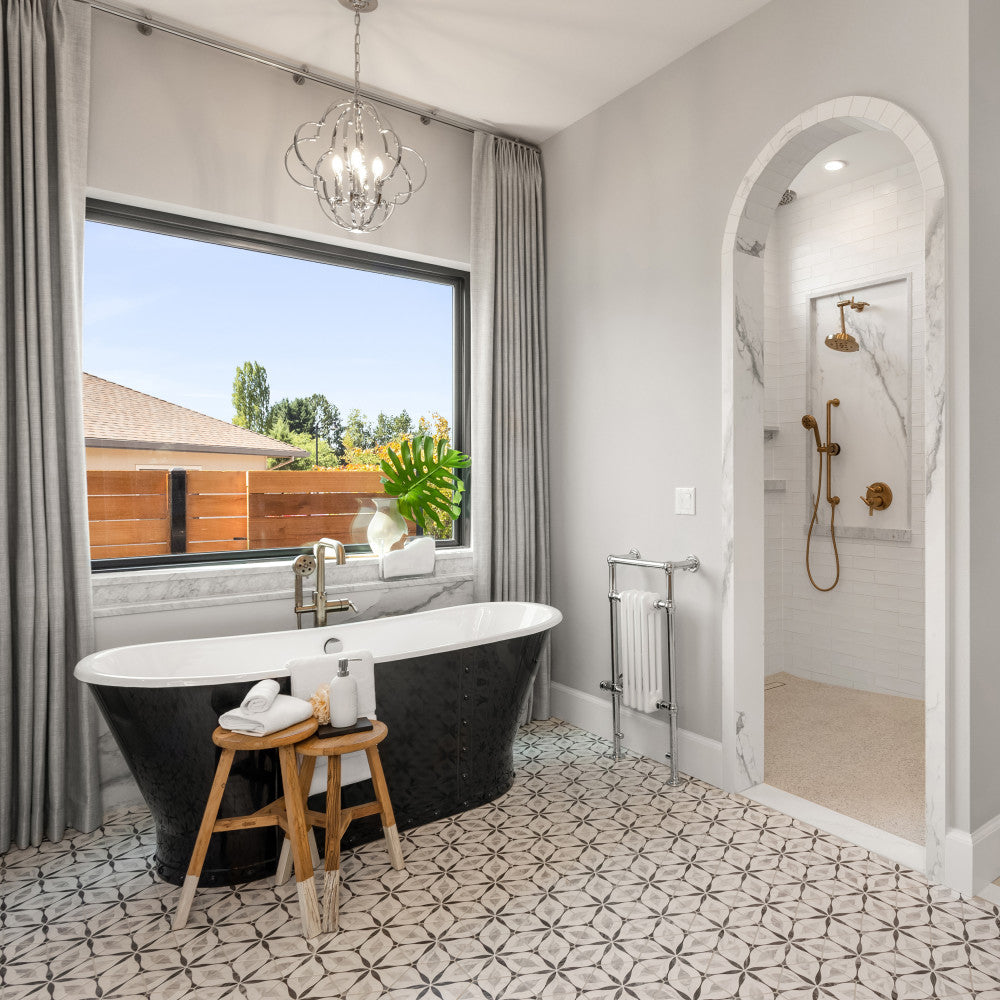 Merola Tile Classico Bardiglio Hexagon Flower 7 in. x 8 in. Porcelain Floor and Wall Tile (7.67 sq. ft. / case)