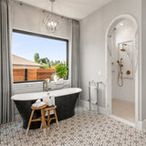 Merola Tile Classico Bardiglio Hexagon Flower 7 in. x 8 in. Porcelain Floor and Wall Tile (7.67 sq. ft. / case)
