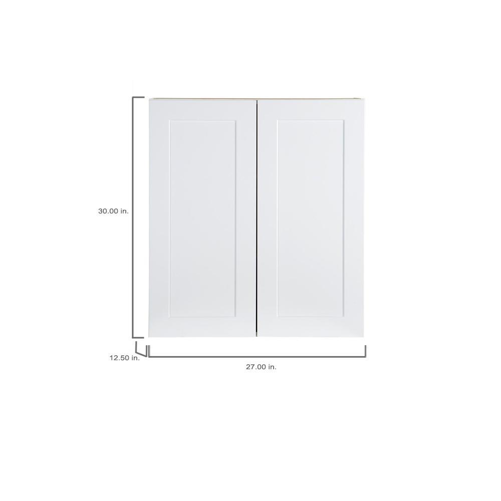 Cambridge Shaker Assembled 27x30x12 in. All Plywood Wall Cabinet with 2 Soft Close Doors in White - Super Arbor