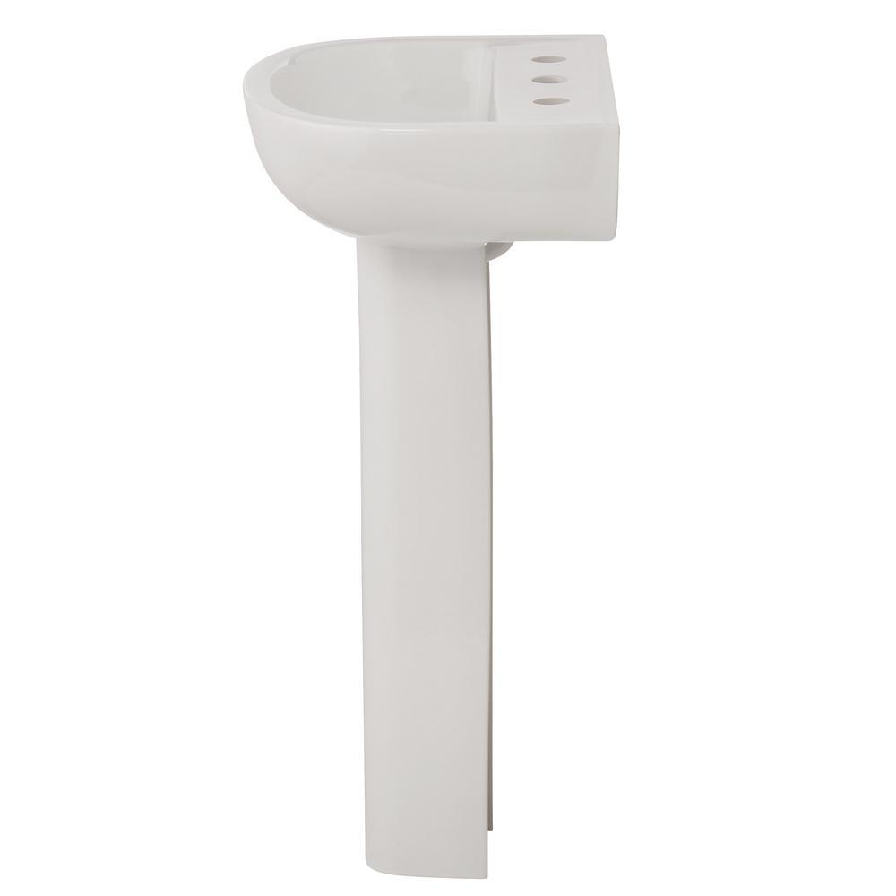 Compact 450 18 in. Pedestal Combo Bathroom Sink for 8 in. Widespread in White - Super Arbor