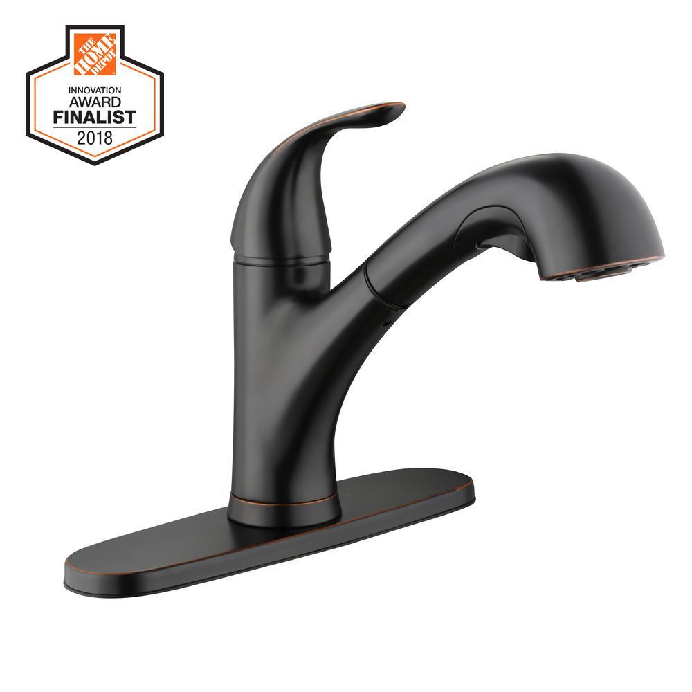 Market Single-Handle Pull-Out Kitchen Faucet with TurboSpray and FastMount in Bronze - Super Arbor