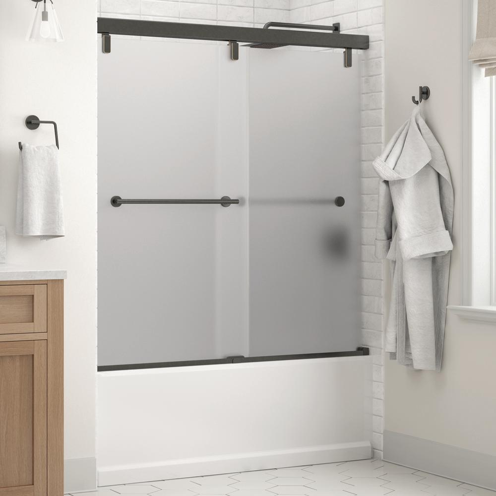 Everly 60 in. x 59-1/4 in. Mod Semi-Frameless Sliding Bathtub Door in Chrome and 1/4 in. (6mm) Clear Glass - Super Arbor