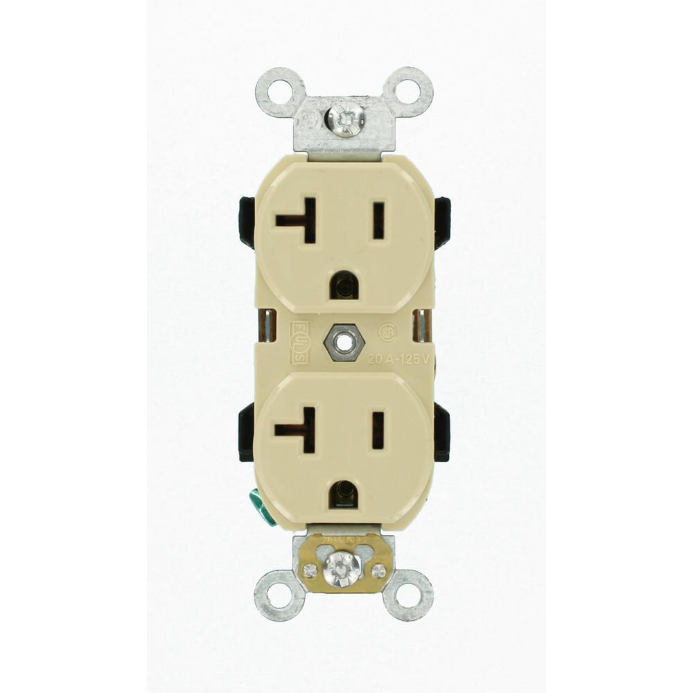 20 Amp Industrial Grade Heavy Duty Self Grounding Duplex Outlet, Ivory - Super Arbor