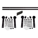 144 in. Matte Black Classic Straight Strap Sliding Barn Door Hardware (2-Set) - Super Arbor