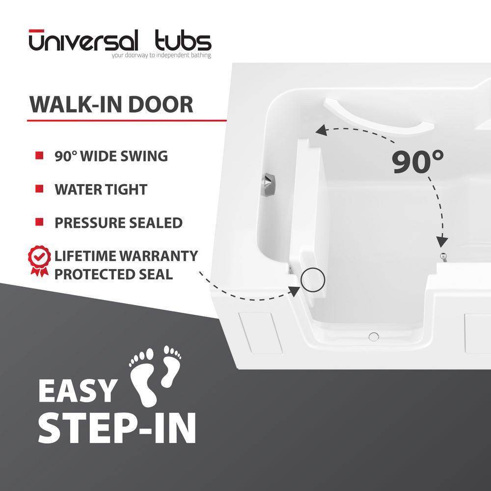 HD Series 60 in. Right Drain Step-In Walk-In Whirlpool Bath Tub with Low Entry Threshold in White - Super Arbor