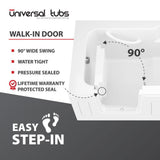 HD Series 60 in. Right Drain Step-In Walk-In Whirlpool Bath Tub with Low Entry Threshold in White - Super Arbor