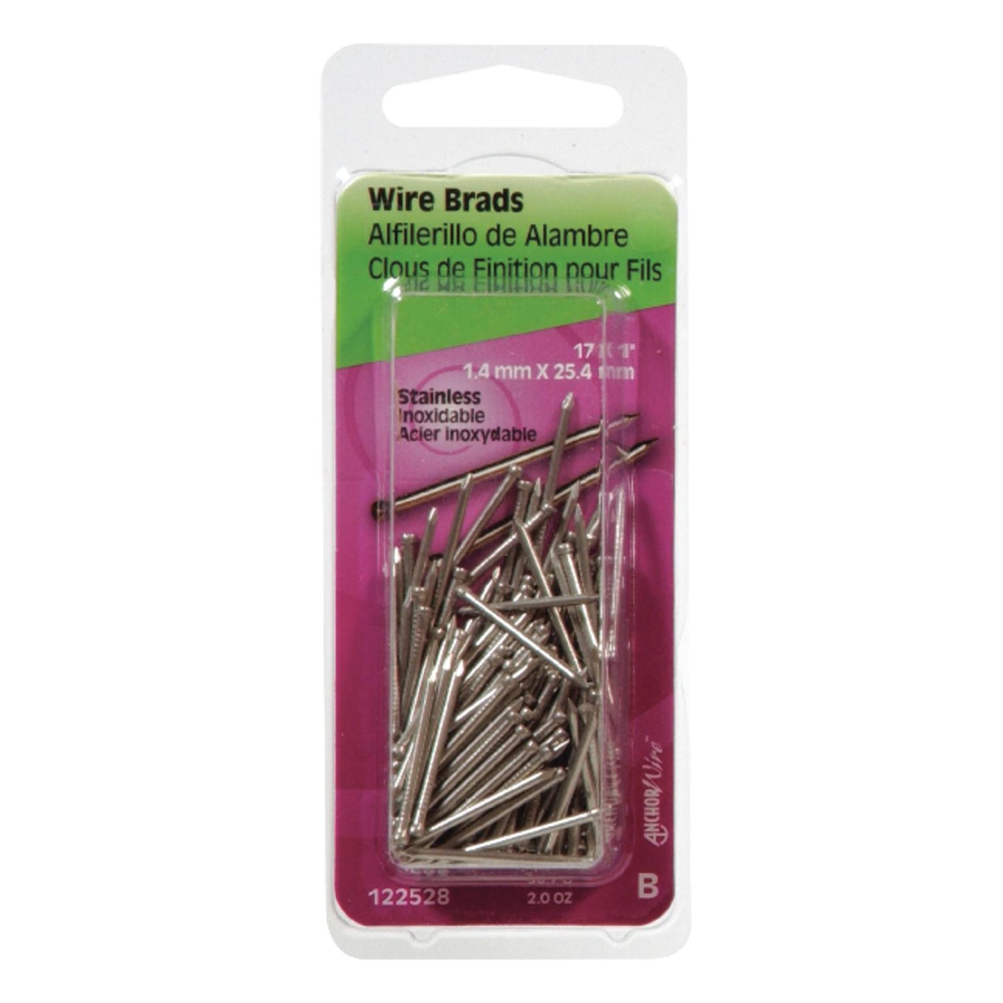 Hillman 17 Ga x 1 in Stainless Steel Brad Nails, 1-Pack, 2 oz