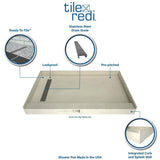 Redi Trench 36 in. x 60 in. Single Threshold Shower Base with Left Drain and Solid Brushed Nickel Trench Grate - Super Arbor