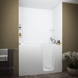 Rampart Nova Heated 5 ft. Walk-in Whirlpool Bathtub with Flat Easy Up Adhesive Wall Surround in White - Super Arbor