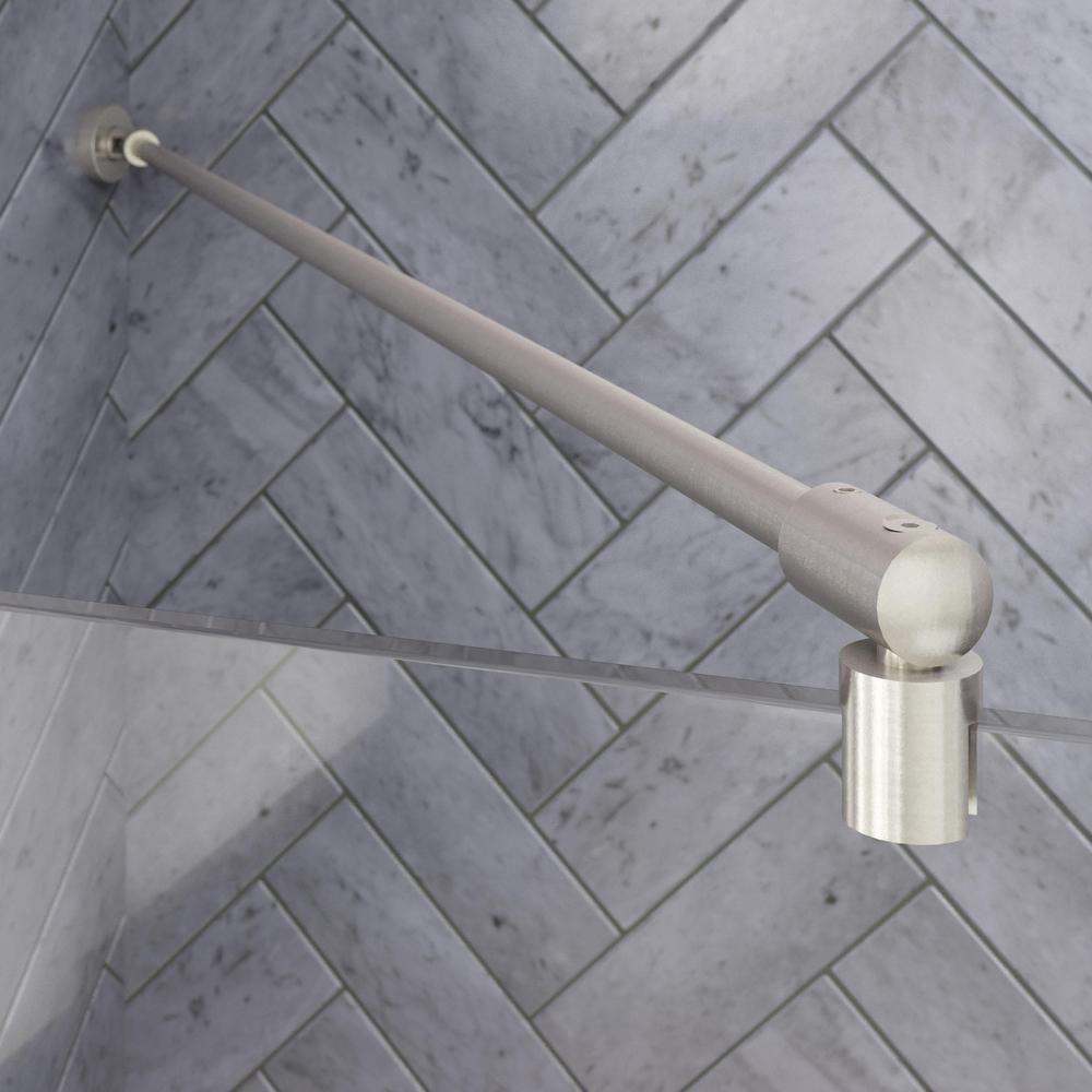 Ametrine 48 in. x 76 in. Heavy Frameless Hinge Shower Door in Brushed Nickel with 5/16 in. (8 mm) Clear Glass - Super Arbor