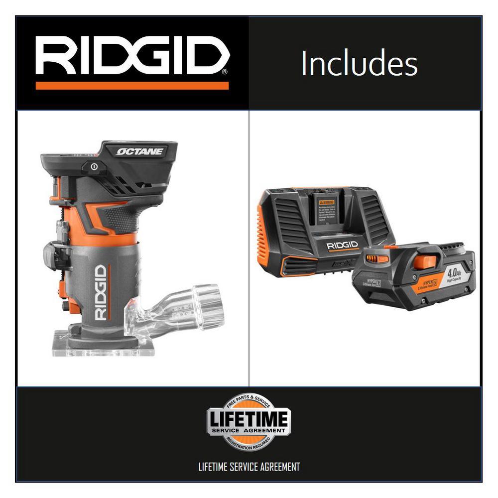 18-Volt OCTANE Fixed Base Router with 1/4 in. Bit with 18-Volt Lithium-Ion 4.0 Ah Battery and Charger Kit - Super Arbor