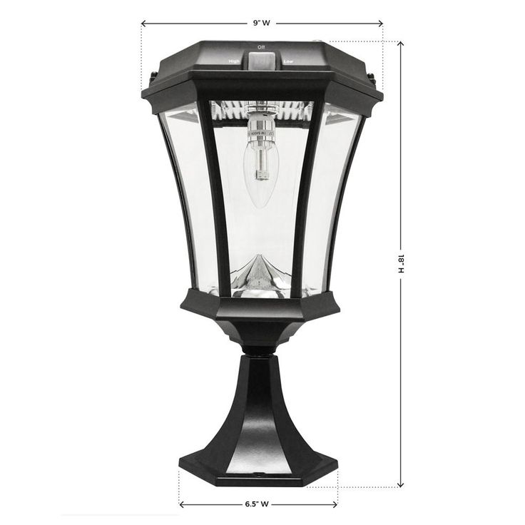 Victorian Bulb Series Single Black Integrated LED Outdoor Solar Lamp with 3-Mounting Options and GS Solar LED Light Bulb