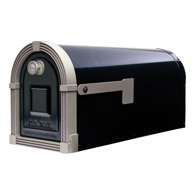 Brunswick Large, Steel, Post-Mount Mailbox, Black w/Brushed Nickel - Super Arbor