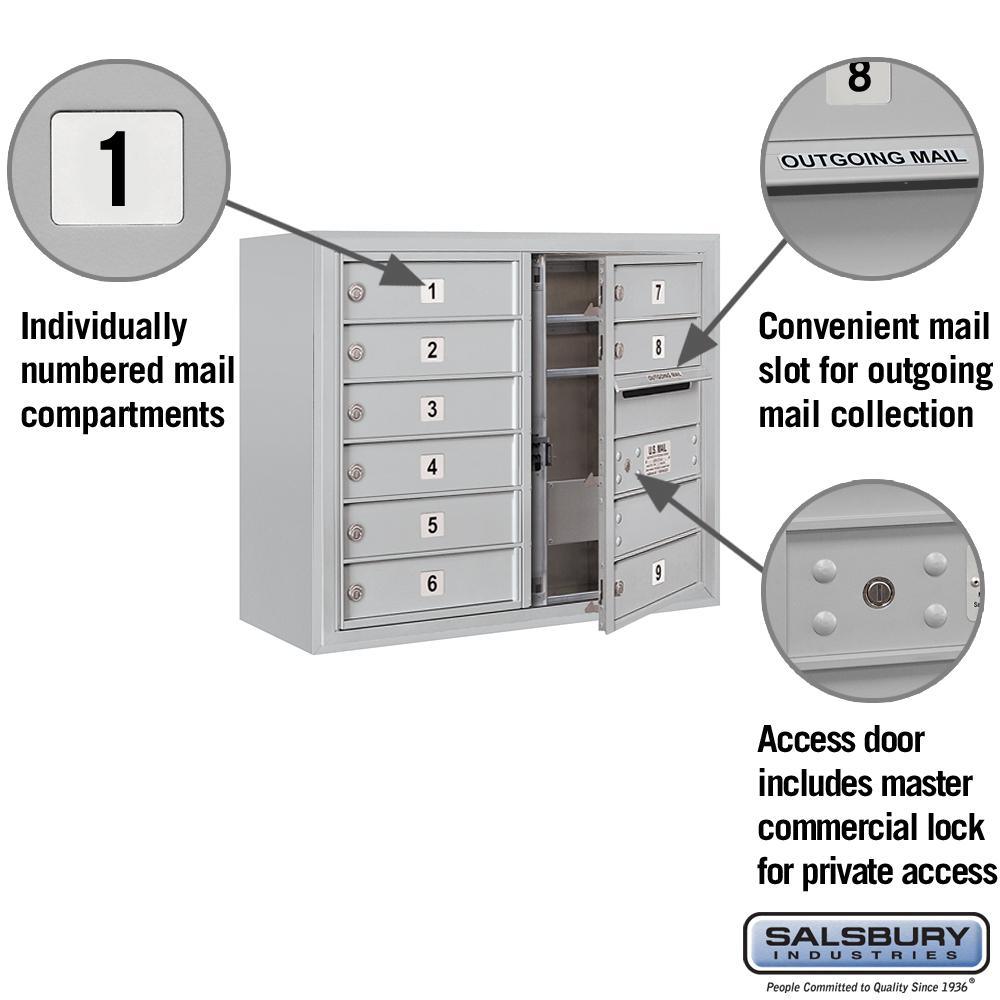 3800 Horizontal Series 9-Compartment Surface Mount Mailbox - Super Arbor