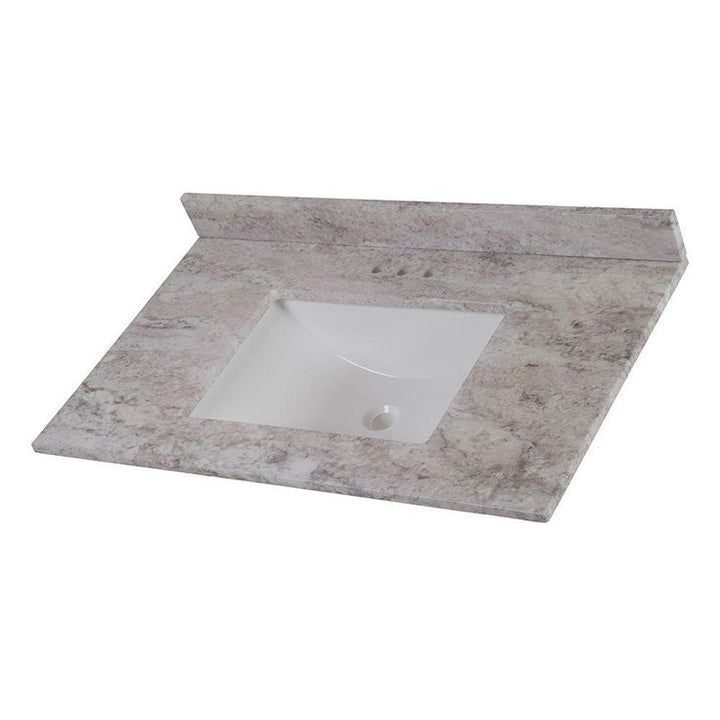 37 in. W x 22 in. D Stone Effects Vanity Top in Winter Mist with White Sink