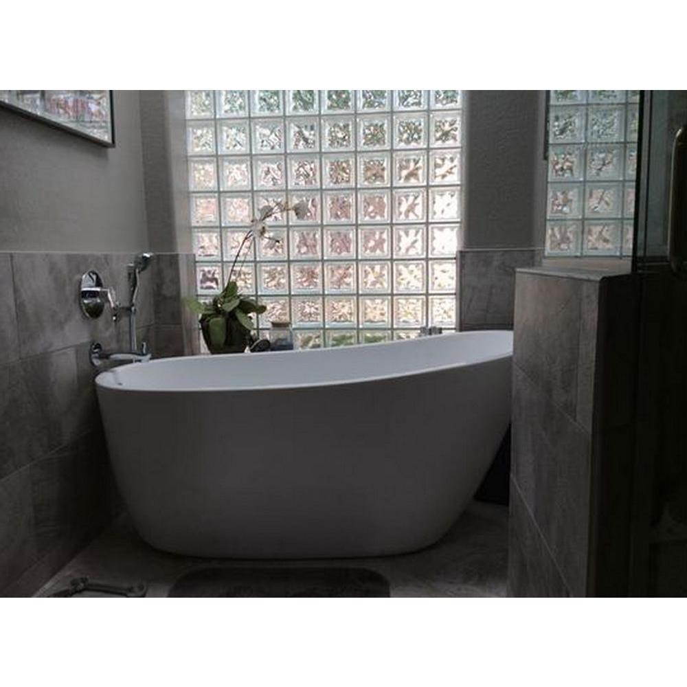 Fusion 59 in. Acrylic Front Drain Flatbottom Freestanding Bathtub in White - Super Arbor