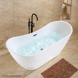 70 in. Luxury Acrylic Flatbottom Soaking Bathtub Spa in White with Oil Rubbed Bronze Trim - Super Arbor