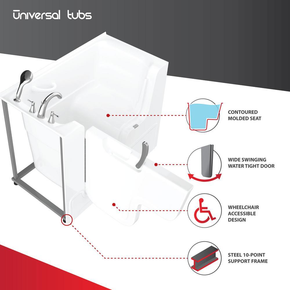 HD Series 29 in. x 53 in. Left Drain Wheelchair Access Walk-In Soaking Bathtub in White - Super Arbor