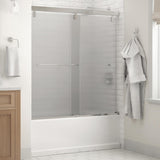 Simplicity 60 x 59-1/4 in. Frameless Mod Soft-Close Sliding Bathtub Door in Nickel with 1/4 in. (6mm) Clear Glass - Super Arbor