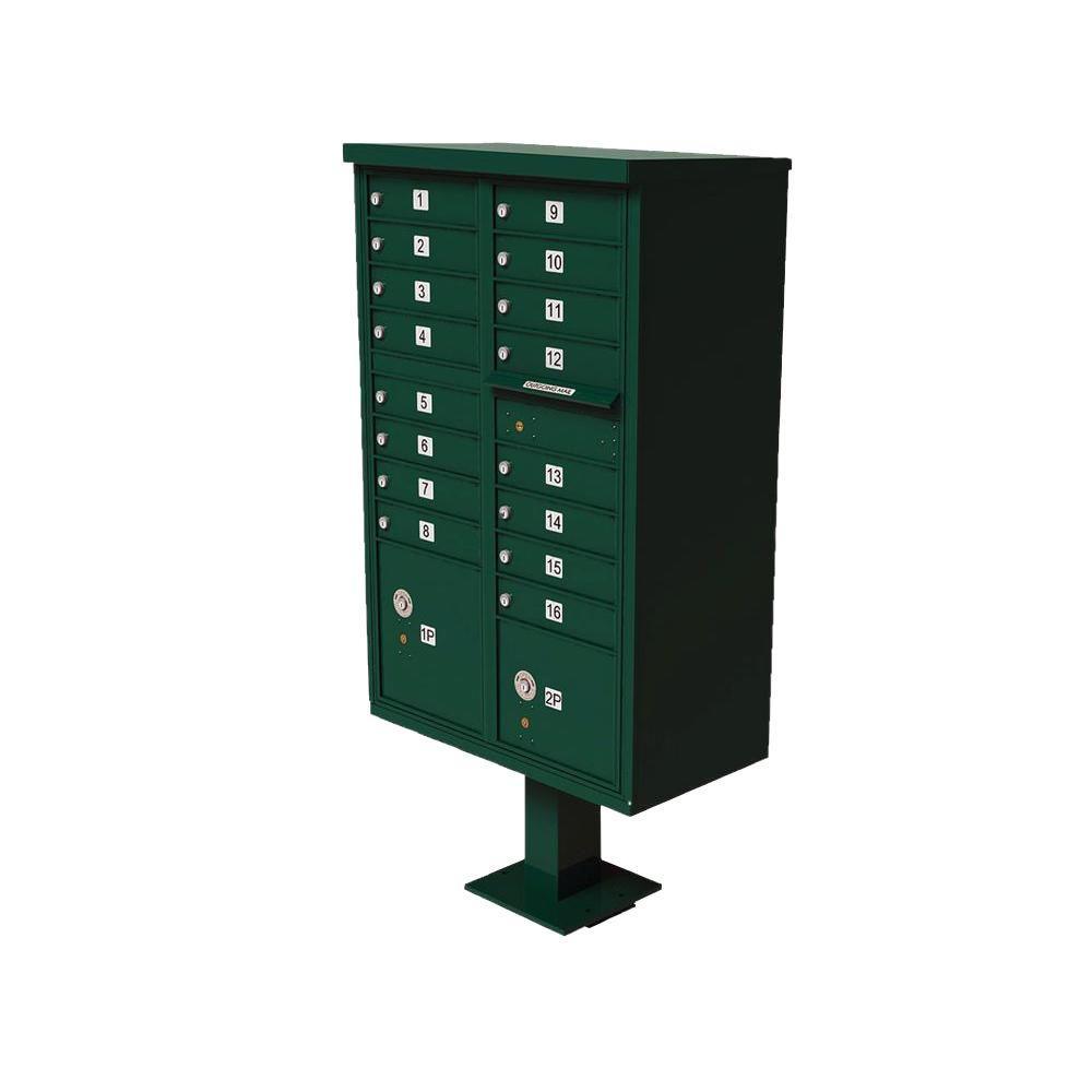 16-Mailboxes 1-Outgoing Mail Compartment 2-Parcel Lockers Pedestal Mount Cluster Box Unit - Super Arbor