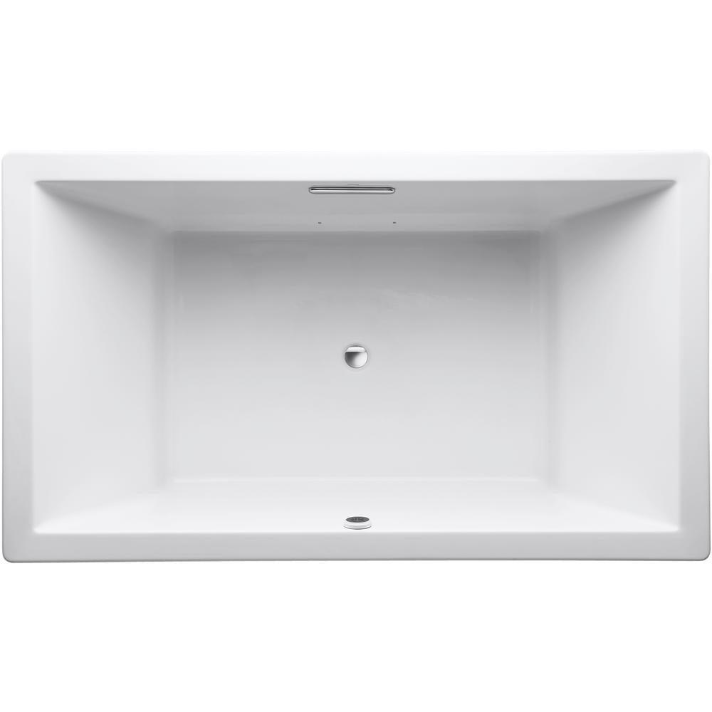 Underscore 6 ft. Center Drain Rectangular Drop-in Air Bath Tub in White - Super Arbor
