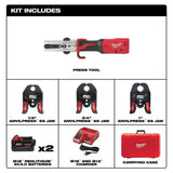 M18 18-Volt Lithium-Ion 1/2 in. to 1 in. FORCE LOGIC Long Throw Cordless Press Tool Kit w/ 3 Jaws, (2) 3.0 Ah Batteries - Super Arbor