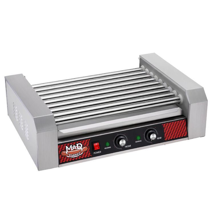 24 Hot Dog Stainless Steel Roller - Electric Countertop Cooker, Drip Tray & Dual Zones