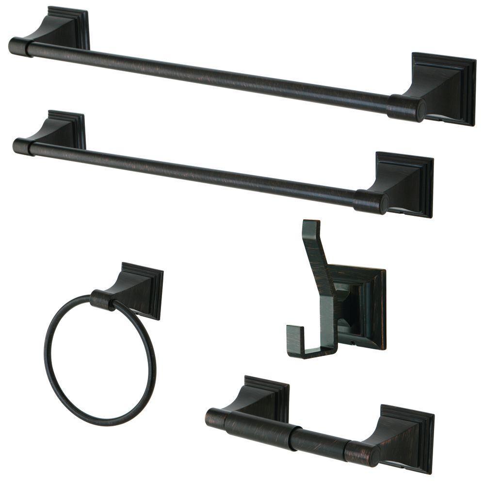 Monarch 5-Piece Bathroom Accessory Set in Brushed Nickel - Super Arbor