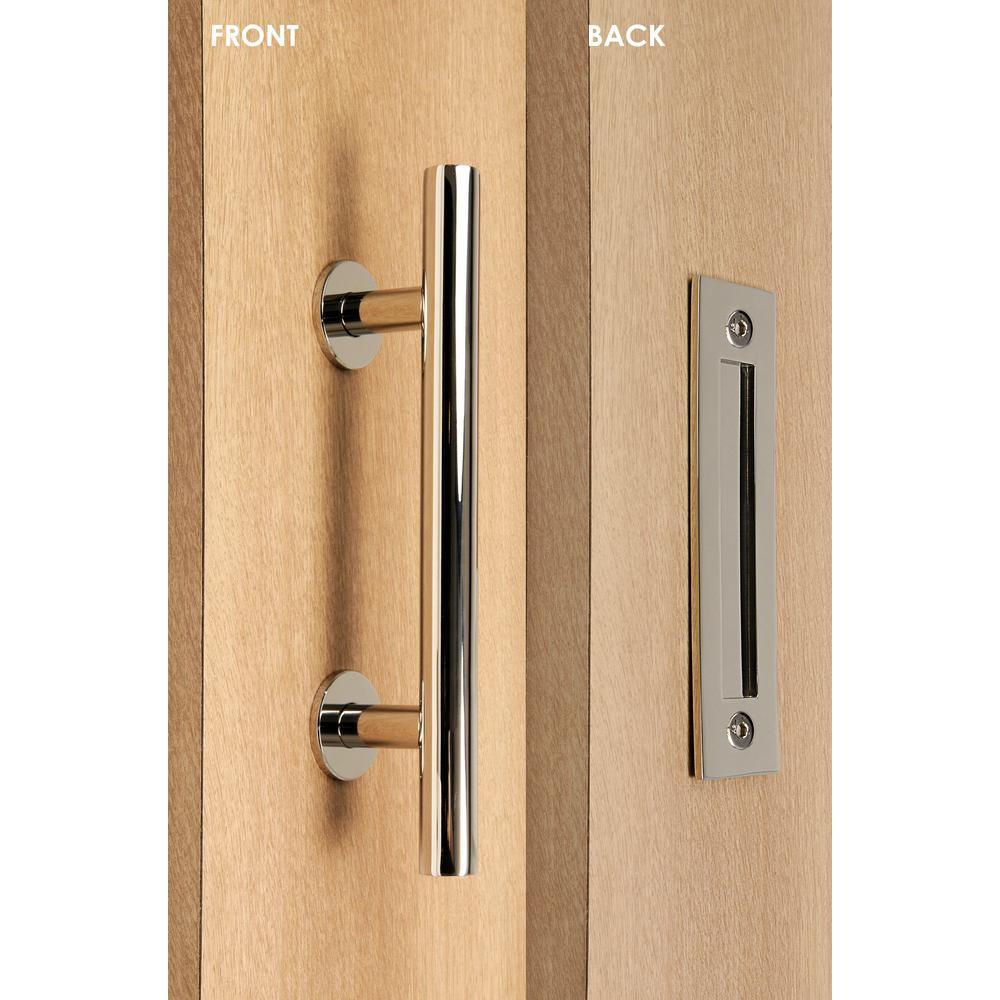Contemporary 12 in. Black Powdered Ladder Pull and Flush Sliding Barn Door Handle - Super Arbor