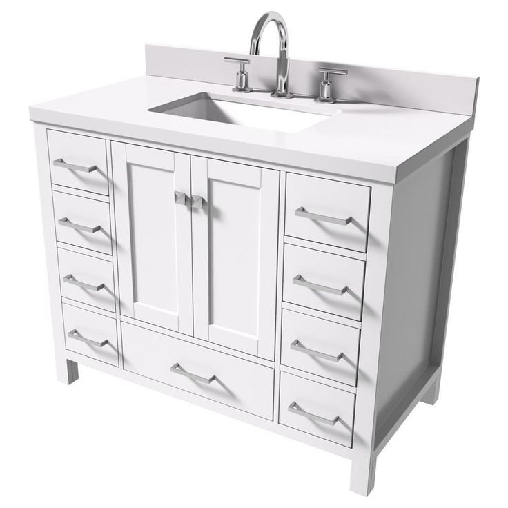 Cambridge 43 in. W x 22 in. D x 35 in. H Vanity in White with Quartz Vanity Top in White with Basin