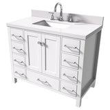 Cambridge 43 in. W x 22 in. D x 35 in. H Vanity in White with Quartz Vanity Top in White with Basin