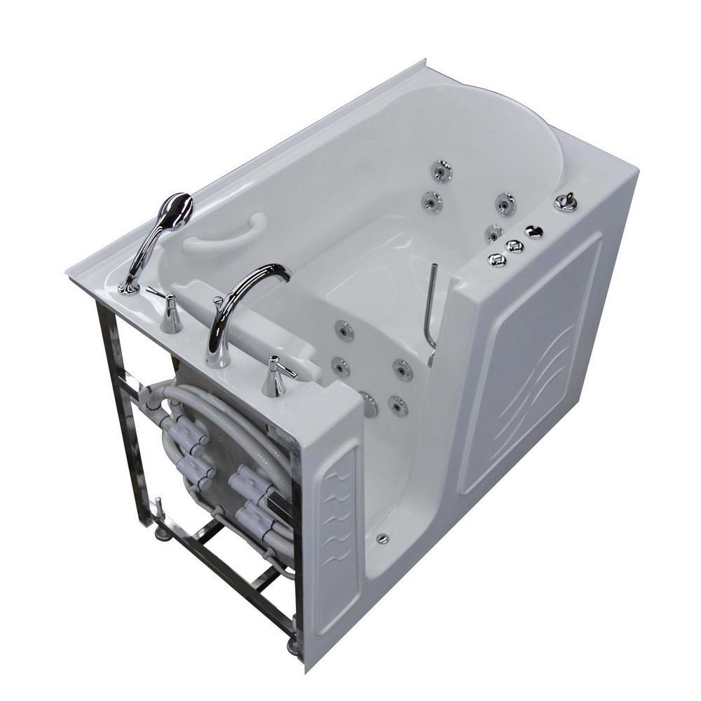 52.8 in. Walk-In Whirlpool Bathtub in White with 1.28 GPF Single Flush Toilet - Super Arbor