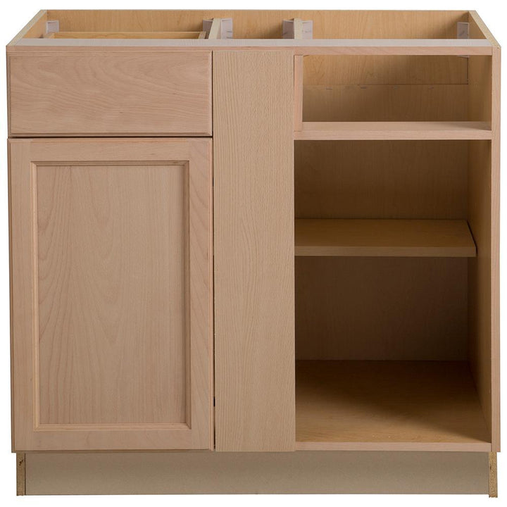 Easthaven Shaker Assembled 36x24.5x34.5 in. Frameless Blind Base Corner Cabinet in Unfinished Beech - Super Arbor