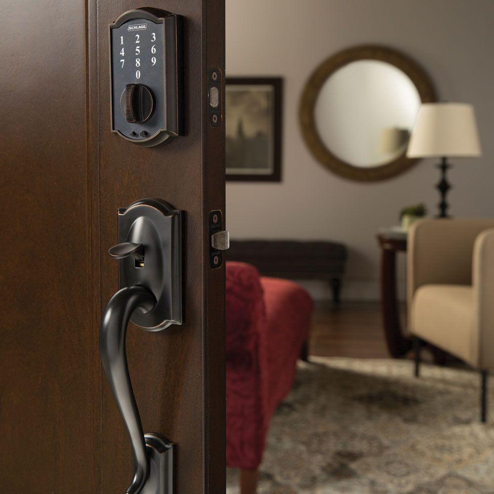 Camelot Satin Nickel Touch Electronic Door Lock Deadbolt and Georgian Knob - Super Arbor