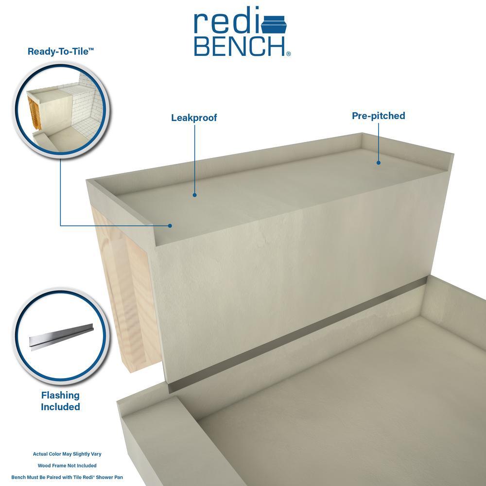 Redi Bench 28 in. x 12 in. Shower Bench Fits All Tile Redi Shower Bases 32 in. W - Super Arbor