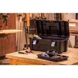 26 in. Plastic Portable Tool Box with Metal Latches in Black - Super Arbor