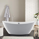 Oval 71 in. W x 36 in. D x 26 in. H Acrylic Flatbottom Freestanding Bathtub with Overflow, White (not Whirlpool) - Super Arbor