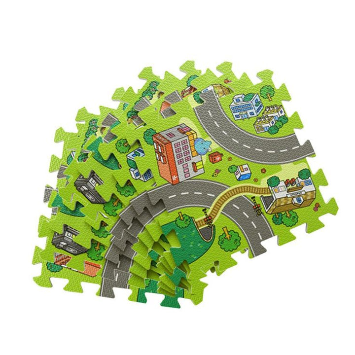 Traffic Play Mat Puzzle Foam Interlocking Tiles Kids Road Traffic Play Rug Children Educational Playmat Rug Baby Play Set Mat